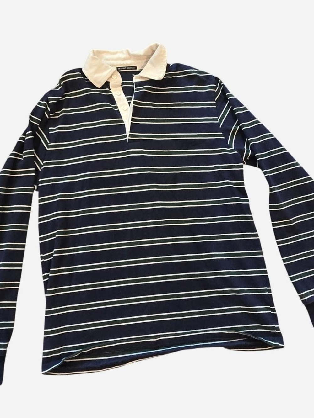 Brandy Melville Navy & White Striped Rugby Polo